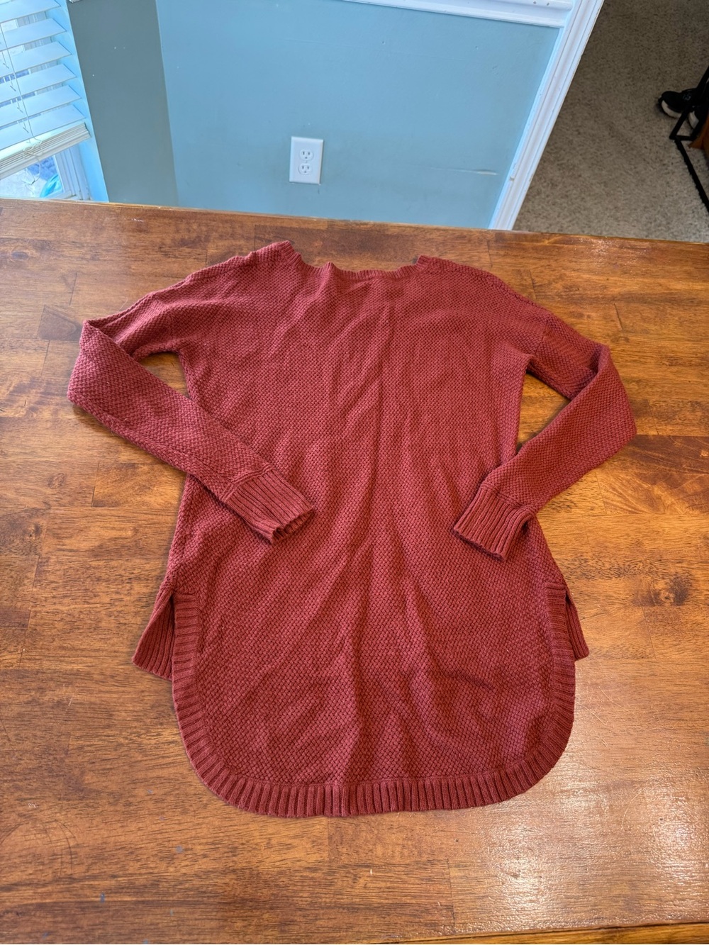 Madewell Chronicle Texture Pullover Sweater Rust Orange Waffle Knit Hi-low XS - Picture 7 of 8